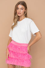 Cotton Studded Short Sleeves Crop Tee