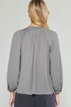 Pleated Smocked Blouse in Slate Gray