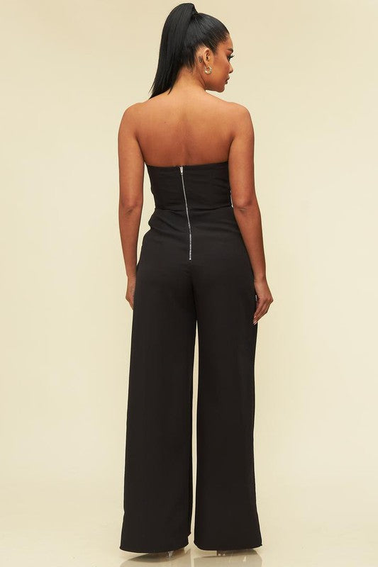 OPEN SLIT BUSTIER JUMPSUIT