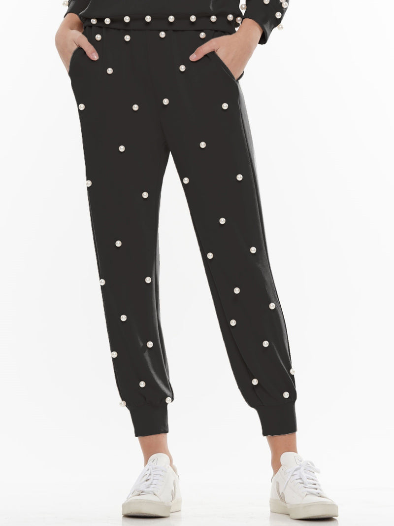 SWEATPANTS WITH PEARLS ON FRONT