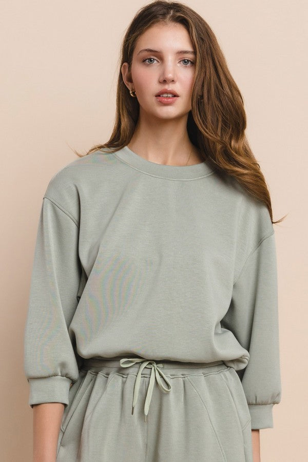 Relaxed Sage Green Crewneck Lounge Sweatshirt