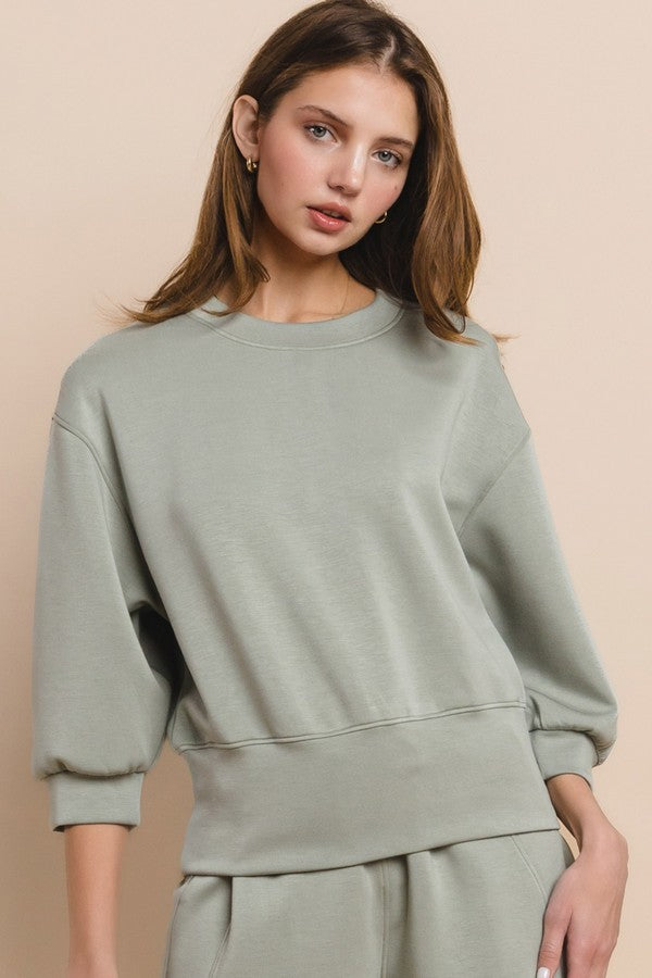 Relaxed Sage Green Crewneck Lounge Sweatshirt