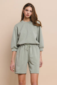 Relaxed Sage Green Crewneck Lounge Sweatshirt