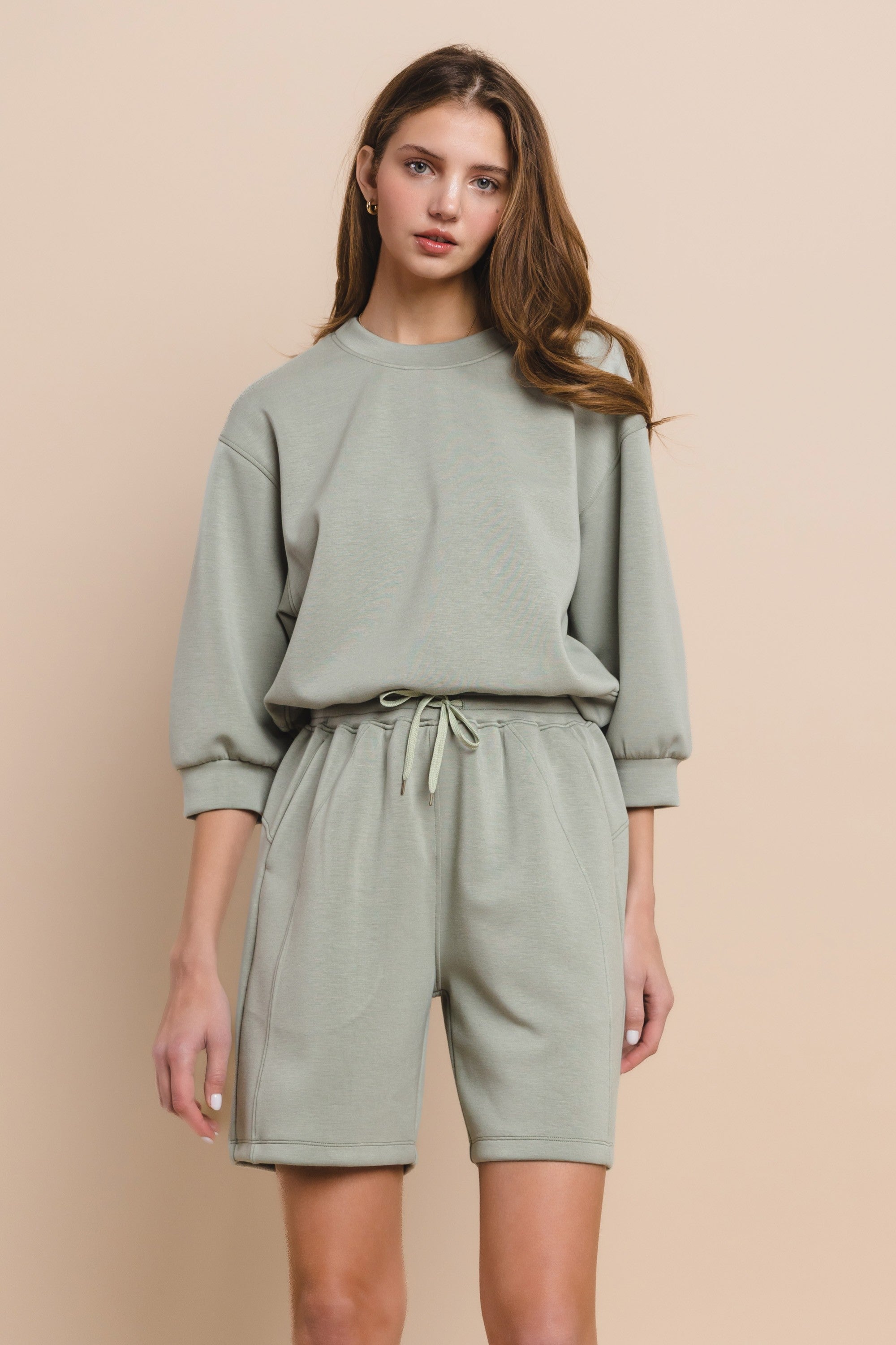 Relaxed Sage Green Crewneck Lounge Sweatshirt