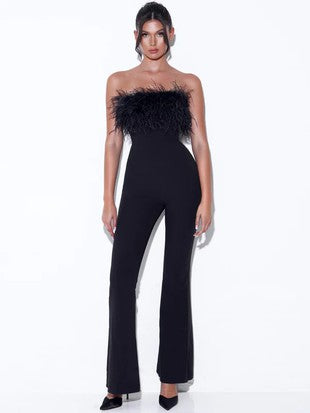 Black Feather Jumpsuit