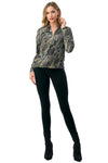Animal Print Wrap Front Long Sleeve Top