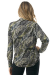 Animal Print Wrap Front Long Sleeve Top