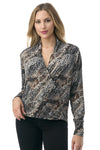 Animal Print Wrap Front Long Sleeve Top