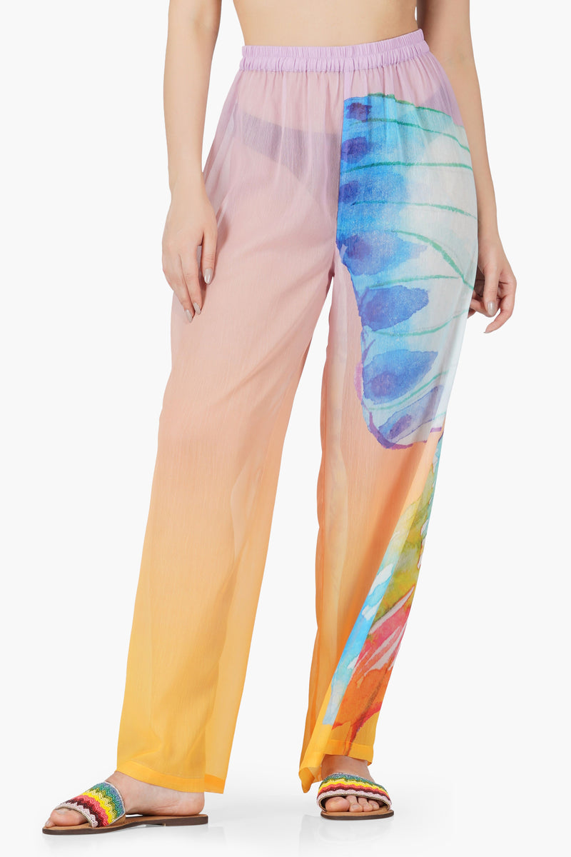 Rainbow Butterfly Chiffon Beach Pant