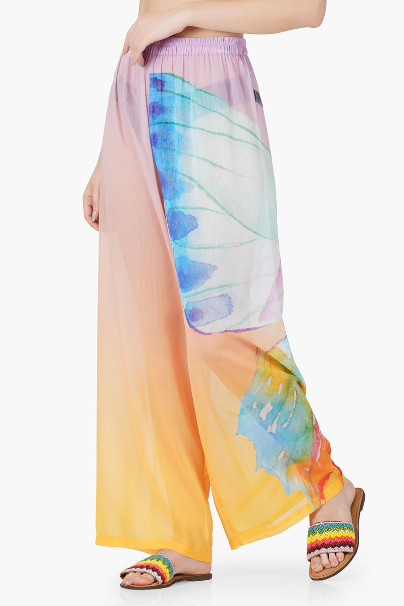 Rainbow Butterfly Chiffon Beach Pant