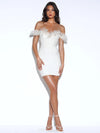 White Off Shoulder Feather Corset Dress