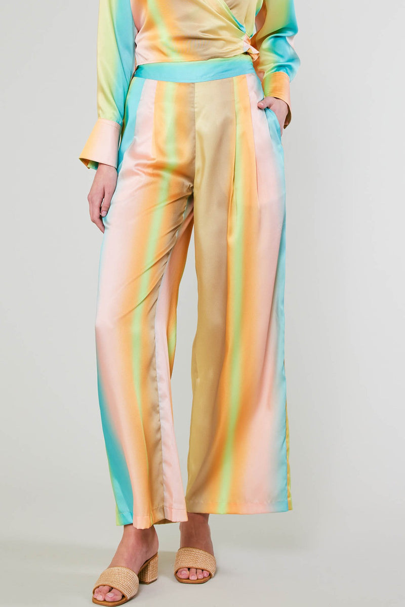 GRADATION PRINT WIDE-LEG PANTS