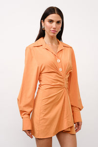 Cinched-Waist Mini Shirt Dress