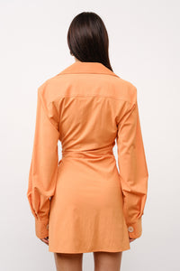 Cinched-Waist Mini Shirt Dress