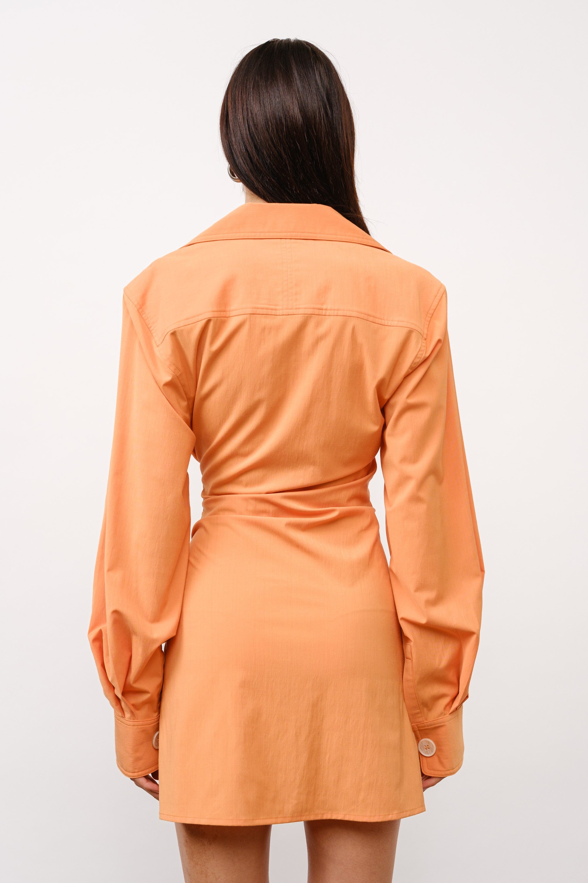 Cinched-Waist Mini Shirt Dress