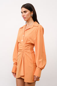 Cinched-Waist Mini Shirt Dress