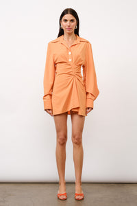 Cinched-Waist Mini Shirt Dress