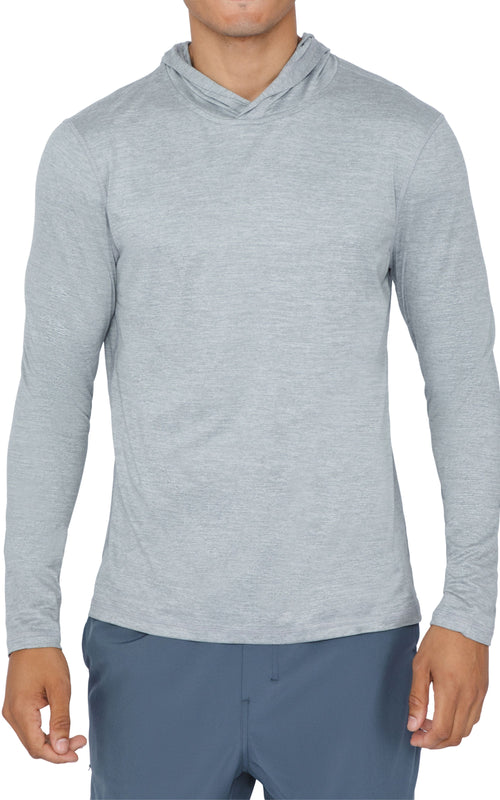Men's Two Tone Heather Long Sleeve Hooded T-Shirt