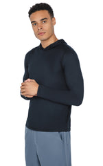 Men's Two Tone Heather Long Sleeve Hooded T-Shirt