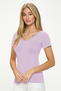 Seamless Short Sleeve V-Neck Top