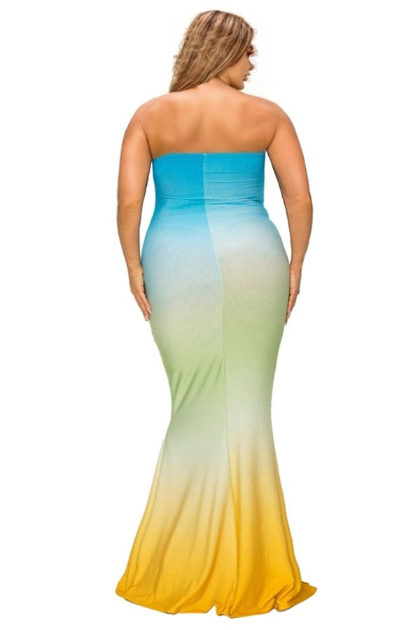 PLUS HOT SUMMER GRADIENT TUBE MAXI DRESS