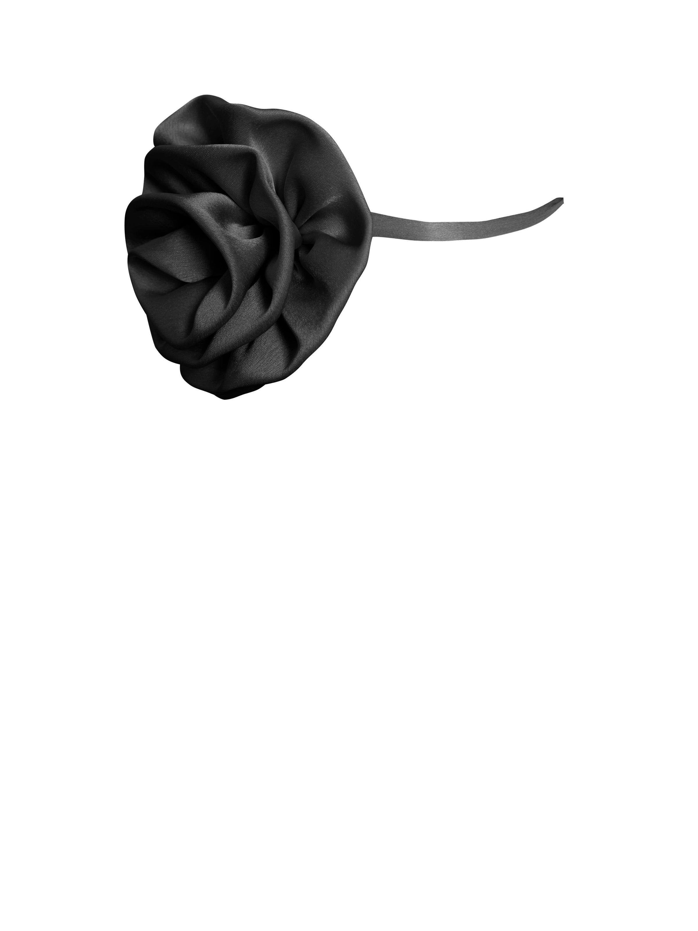 Black Satin Rose Flower Choker