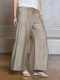 Nude Textured Wide Leg Tiered Pants