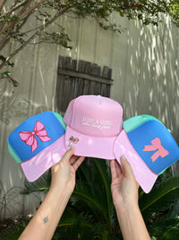 "Just a Girl Who Loves Jesus Light Pink Trucker" WITH PIN