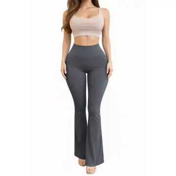Gray High Waisted Flared Leggings