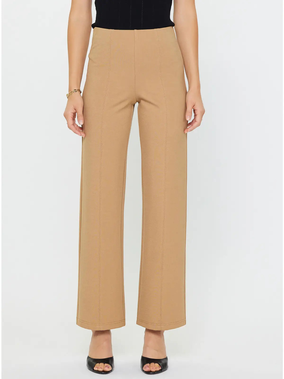 Nude High Waist Straight Leg Pants