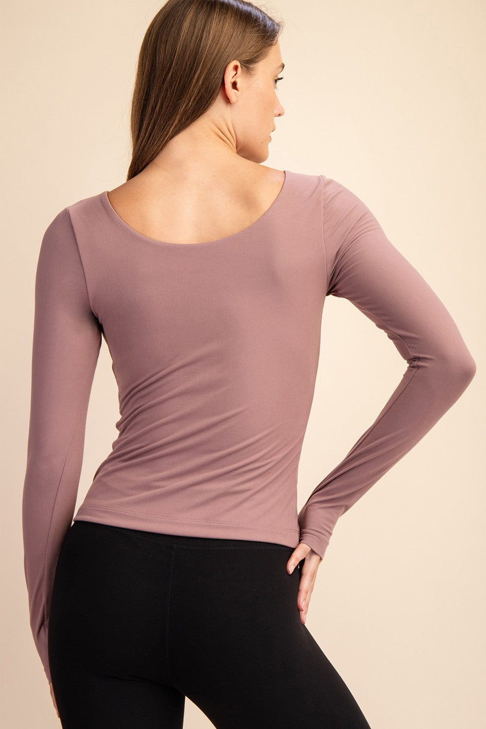 Pink Long Sleeve Scoop Neck Top