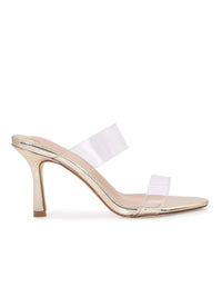 Clear Strap Open Toe Stiletto Mule Heels