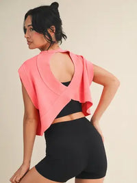 Light Blue Open Back Cropped Active Top