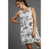 Toile Print Sleeveless Mini Dress in Black and White