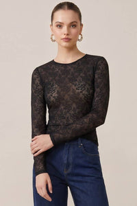 Sheer Lace Long Sleeve Top