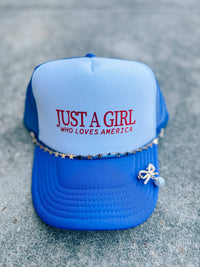"Just A Girl America Trucker Hat" With Chain Set