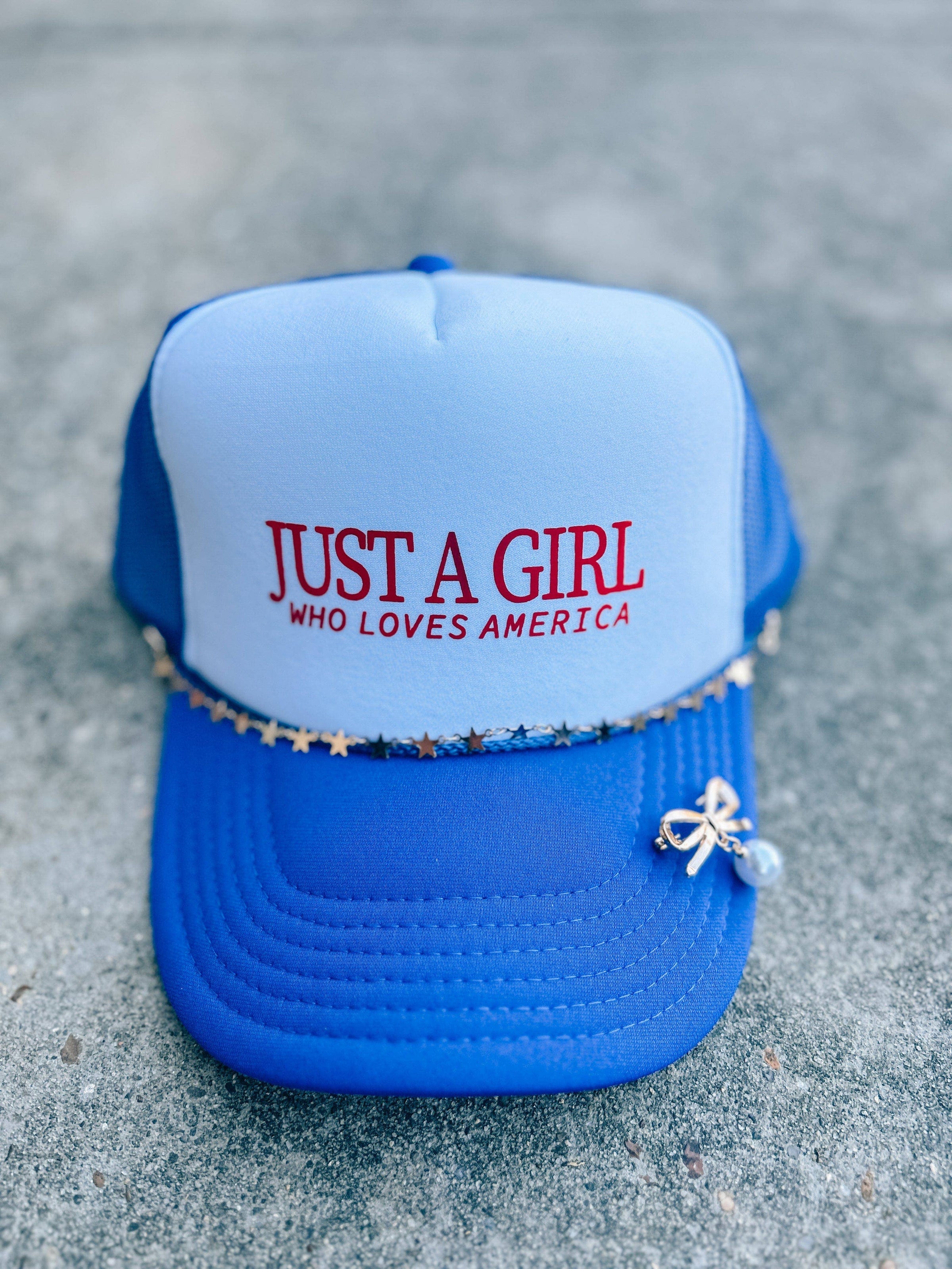 "Just A Girl America Trucker Hat" With Chain Set