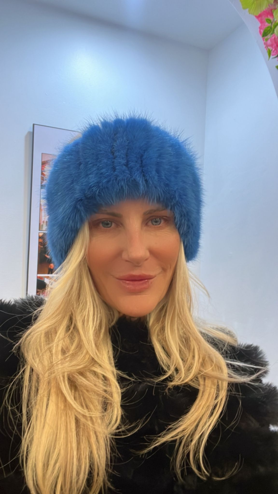 Electric Blue Mink Fur Headband