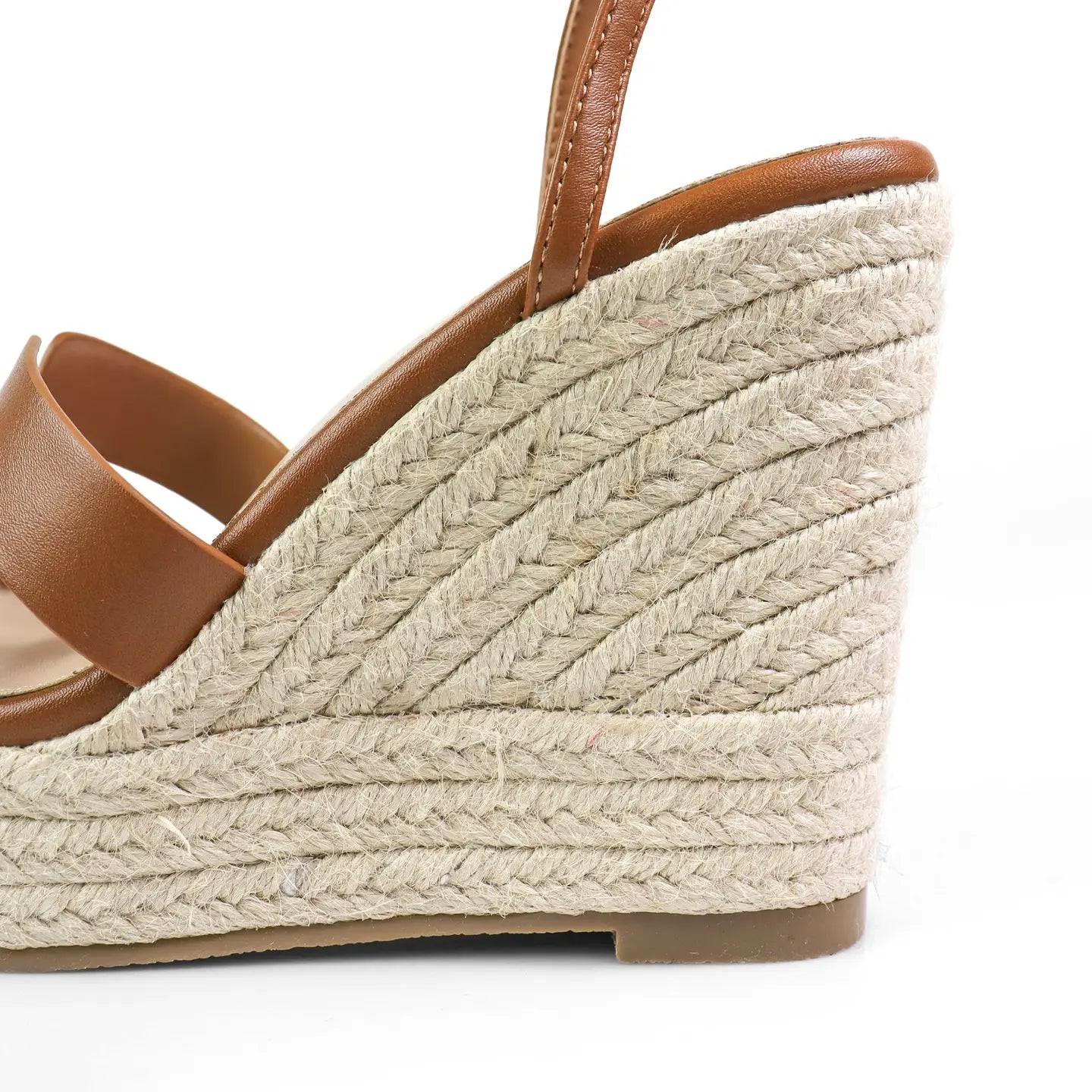 Leah Cutout Strap Espadrille Platform Wedge Sandals Brown