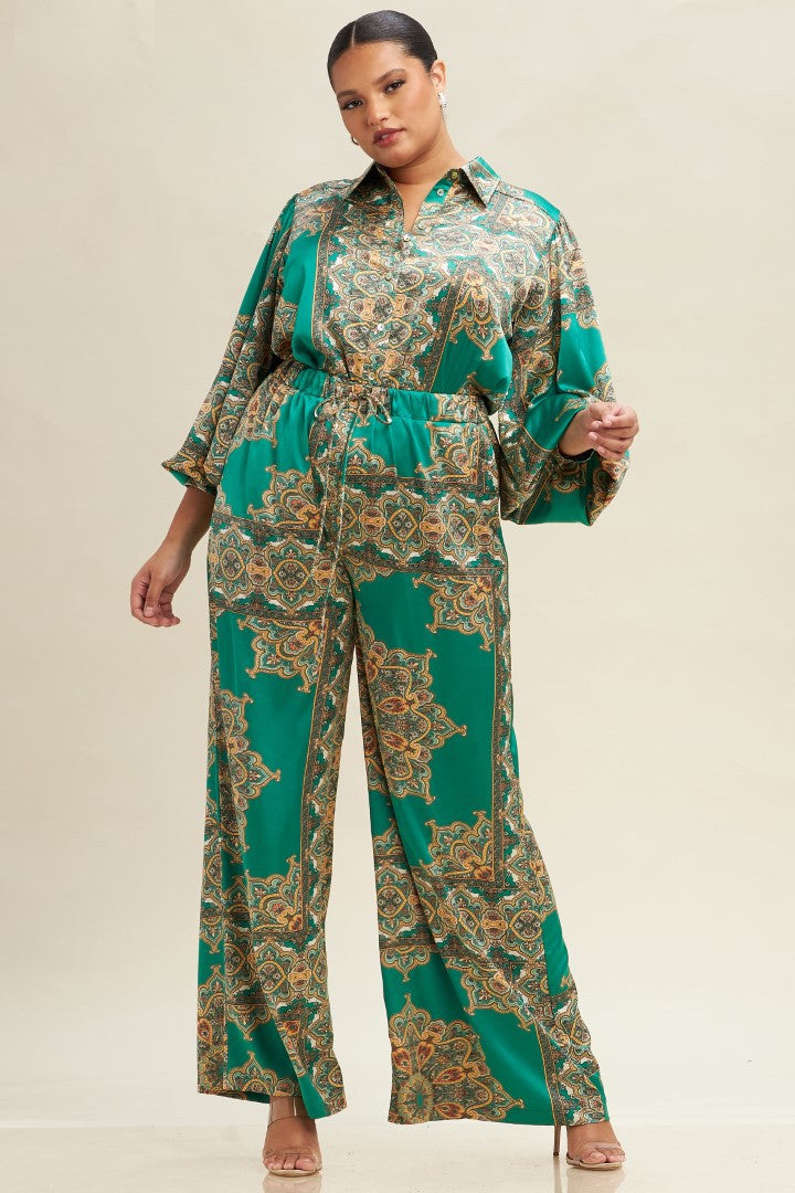 PLUS - PAISLEY PRINTED PANTS SET