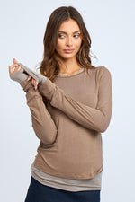 LONG SLEEVE TWO DETACHED LAYERED PLAIN TOP