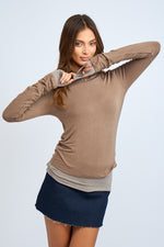 LONG SLEEVE TWO DETACHED LAYERED PLAIN TOP