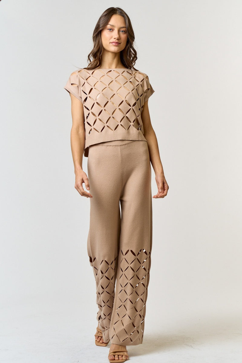 CUT OUT DETAIL SWEATER PANTS NUDE