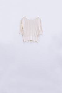 V-Neck Pullover Knitted Short Sleeve Sweater