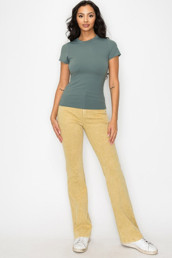 Essential Fitted Crew Neck Stretch Tee Green