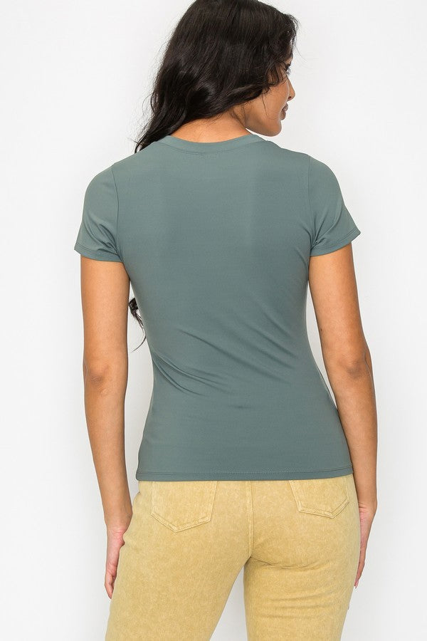 Essential Fitted Crew Neck Stretch Tee Green