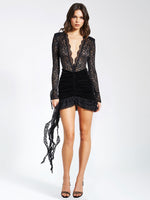 Black Lace Velvet Mini Dress