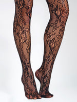 Black Lace Floral Print Tights