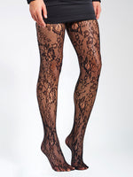 Black Lace Floral Print Tights