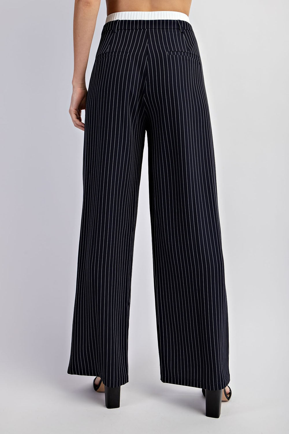 PINSTRIPED WOVEN TAILORED TROUSERS